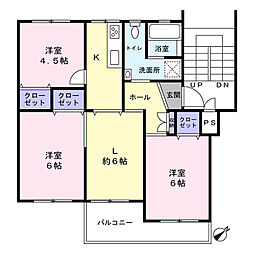 杉田大谷団地13号棟 3LDKの間取図画像