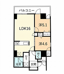 シティコート目黒2号棟 2LDKの間取図画像