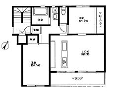 相武台団地2604号棟 2LDKの間取図画像