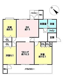 グリーンハイツF5 3LDKの間取図画像