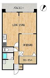 本町ハイツ 1LDKの間取図画像