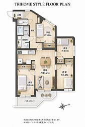 セザール平岸台 4LDKの間取図画像