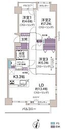 アルス月寒中央アネックス 3LDKの間取図画像