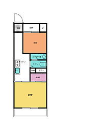 川口寿コーポ 2DKの間取図画像