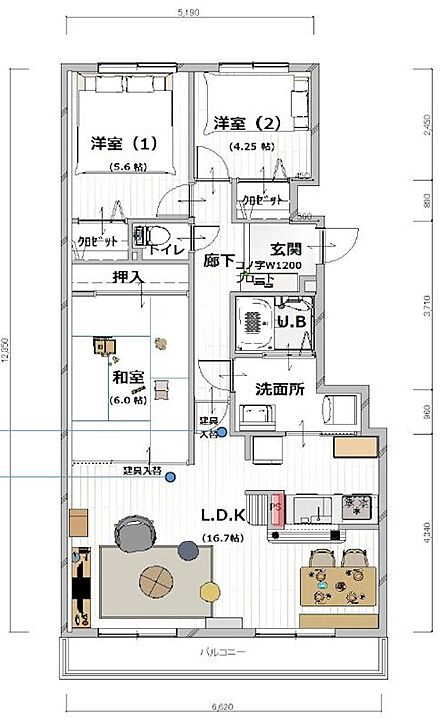 【リフォーム完了】和室1室、洋室2室の3LDKです。内装クロス張替、水回り一部新品交換いたします。