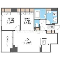 アーデンタワー福島ウエスト 2LDKの間取図画像