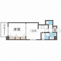 クリーデンス福島 1LDKの間取図画像