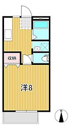 サンライフヴィラA 1Kの間取図画像