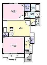 ソレアード・ローマ 2DKの間取図画像