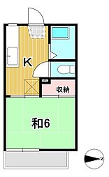 ハイツ清風 1Kの間取図画像