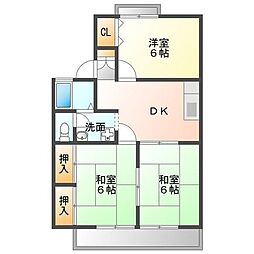 グリーンヒルハイツA 3DKの間取図画像