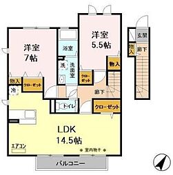 ロハスタウン3 2LDKの間取図画像
