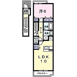 カーサプラシード 1LDKの間取図画像
