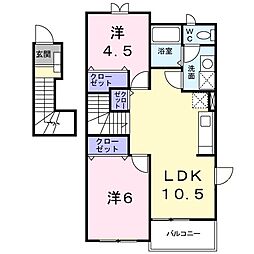ヴィラ・フューゲル 2LDKの間取図画像