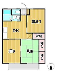 セジュール神長 3DKの間取図画像