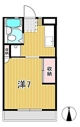 ヴィラ山茶花 1Kの間取図画像