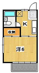 コーポホソダ 1Kの間取図画像