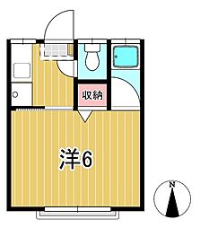 エールハイツ 1Kの間取図画像