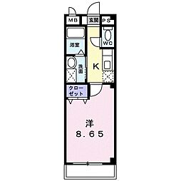 エスパソ諏訪 1Kの間取図画像