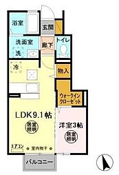 シェリール蔵前B 1LDKの間取図画像