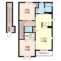 アルフォートA 2LDKの間取図画像