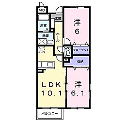 白蔵4 2LDKの間取図画像