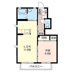 モアナA 1LDKの間取図画像