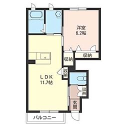 ラ・グラシューズA 1LDKの間取図画像