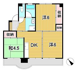 ビレッジハウス南高野2号棟 3DKの間取図画像
