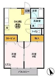 ブライトハイツ 2DKの間取図画像