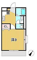 プルミエールA 1Kの間取図画像