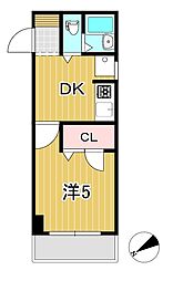 プレミアヒルズ日立 1DKの間取図画像