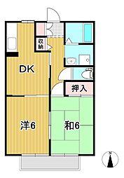 ベルドミールB 2DKの間取図画像