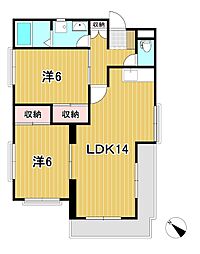 ラ・プリマヴェーラC 2LDKの間取図画像