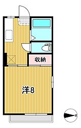 クレールハウス 1Kの間取図画像
