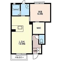 グランデュール 1LDKの間取図画像