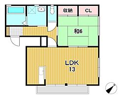 コーポ常陽A 1LDKの間取図画像