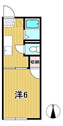 コーポ野上C 1Kの間取図画像