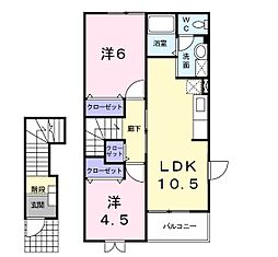 ミルキーウェイ 2LDKの間取図画像