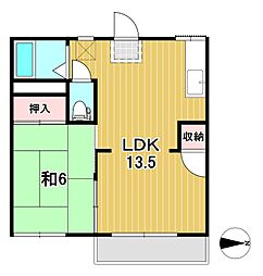 前沢山ハイツ 1LDKの間取図画像