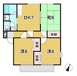 サニースクエアA 3DKの間取図画像