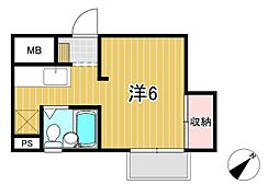 小川ビル 1Kの間取図画像