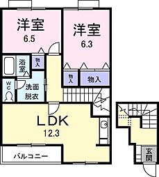 サンヒルズ2 2LDKの間取図画像
