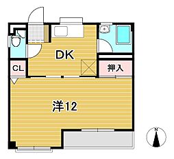 森山ハイツ 1DKの間取図画像