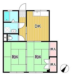 陽崇台ハイツ 2DKの間取図画像