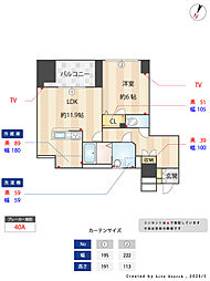 S-FORT警固タワー 1LDKの間取図画像
