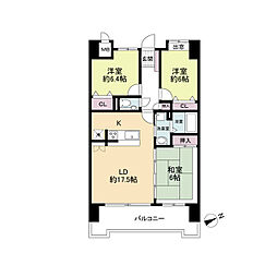 シャトレ大手町N 3LDKの間取図画像