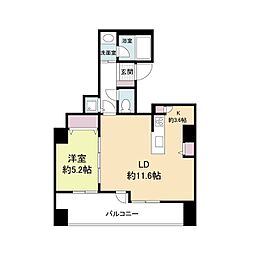 クロスレジデンス大阪新町 1LDKの間取図画像