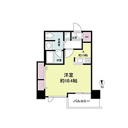 クロスレジデンス大阪新町 ワンルームの間取図画像
