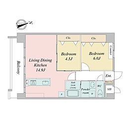 BERG大須 2LDKの間取図画像